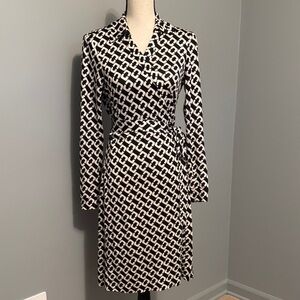Diane Von Furstenberg Jeanne Silk Jersey, Black and White Wrap Dress